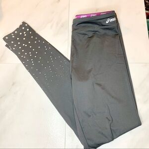Asics girls grey heart leggings XL 14/16